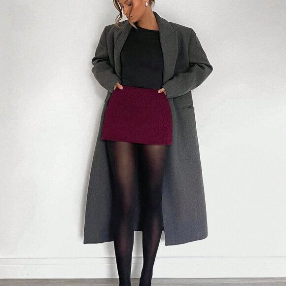 Burgundy Casual Women's texture Mini Skirt - Picture 1 of 6